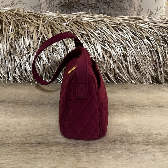 VERA BRADLEY Microfiber Hawthorn Rose Pink Small Shoulder Bag Quilted Baguette - Picture 5 of 11